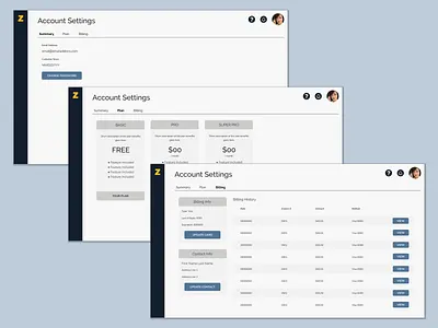 Account Settings account settings billing desktop desktop application desktop design website