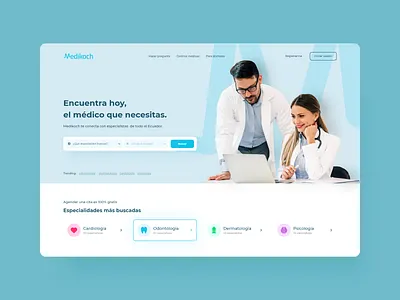 Plataforma de búsqueda de especialistas de la salud. ui ux web