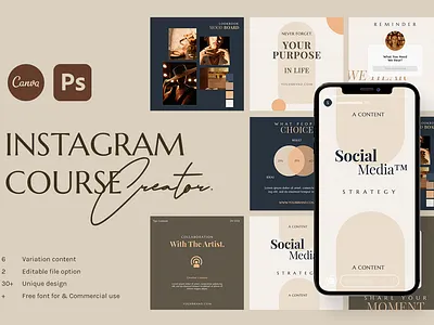 CANVA & PS - Insta Course Creator advertising boys branding design girl hypebeast illustration instagram instagram post instagram stories instagram template logo social media social media design social media pack social media templates socialmedia template ui youth