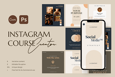 CANVA & PS - Insta Course Creator advertising boys branding design girl hypebeast illustration instagram instagram post instagram stories instagram template logo social media social media design social media pack social media templates socialmedia template ui youth