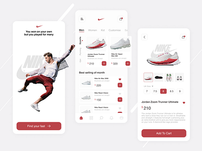 Nike Store app application card cart mobile nike nike app shoes shoes store ui ui design uidesign uiux ux