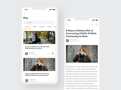 Blog App UI android app app article design article page blog card card ui design ios reading ui ux white