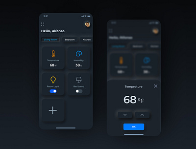 Home Monitoring Dashboard (Dark Neumorphic) 021 2020design app behance clean colors dailyui dark theme design exploration inspiration logo minimal trend2020 typography ui ux