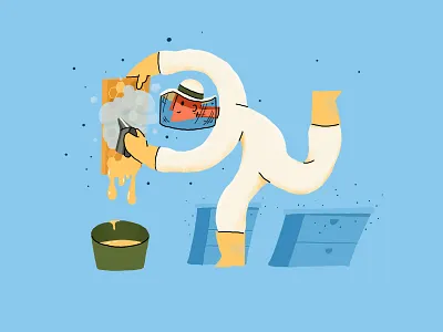 The Beekeeper bees character honey illustration