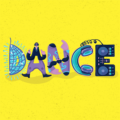 Dance Typography Characters adobe artwork branding colorful dance design illustration illustrator lettering lettering art typography