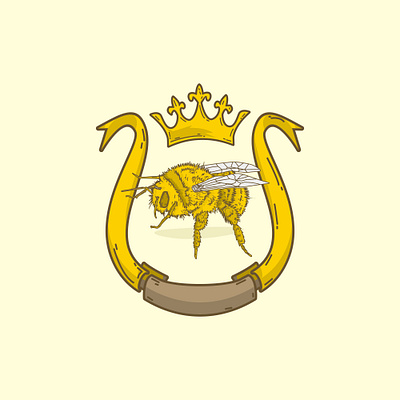queen bee classic illustration logo animal art banner black decoration design dragon flag gold golden icon illustration isolated ornament pattern sign sun symbol white yellow