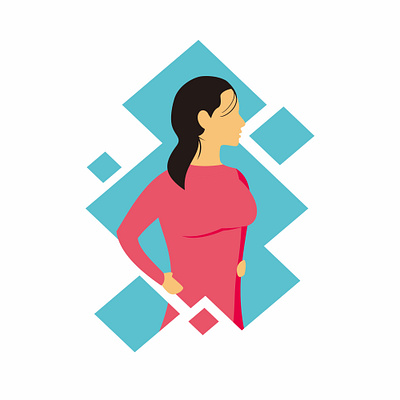 pose women s day wearing pink t shirt bag beautiful beauty business fashion hair happy holding illustration isolated lady people person red shopping student vector white woman young