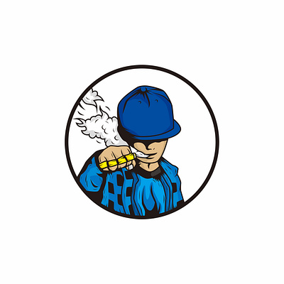Smokig boys illustration artwork blue boy cap cartoon cute design drawing drawn graphic illustration isolated logo men people person poster sign vector worker
