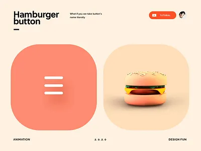 What if we take a hamburger button literally? 3d animation app button fun graphic icon illustration interaction motion ui vietnam