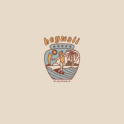 heywai beach branding coconut design illustration logo minimalist sun surf surface design surfing travel tropic tropical tropics vintage wave