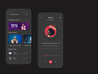 Music App (Dark Theme UI) app art design icon minimal typography ui ux