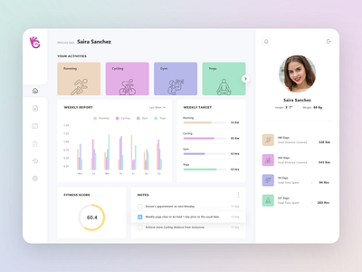 Health & Fitness Web Application dashboard app dashboard design dashboard ui minimalist modern ui user experience design user interface design ux web design