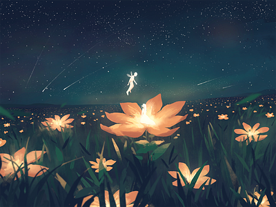 Meet under the stars china color design flowers green illustration imagine rdd stars