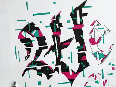 Cybergothic W calligraphy cyberpunk design gothic handlettering lettering logotype tattoo typography