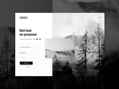 Wanderlust Registration black black ui blackandwhite design product design registration ui