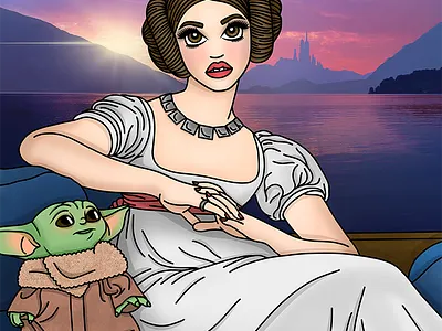 #ModernMusesChallenge Week 2 baby yoda candy doll club fanart fashion illustrator leia princess leia procreate star wars the child
