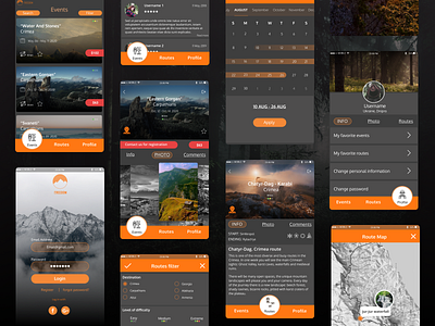 Hiking. Mobile app// Part 1 app application concept design design hiking interface mobile app travel ui ux