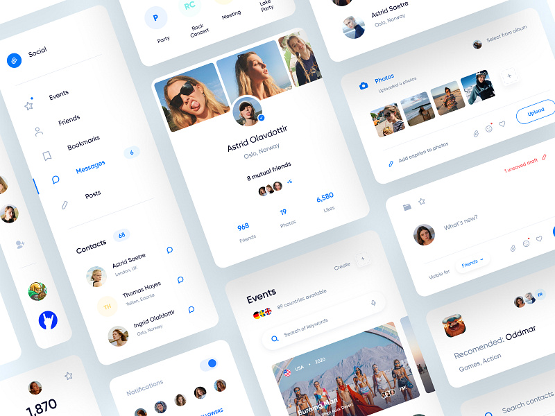 Social Web App UI app brand clean design interface minimal network social ui user experience user interface ux web webdesign website