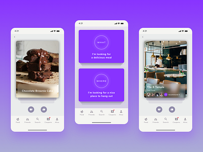 food app app concept app design clean cuisine food food app foodie meals minimal mobile mobile app mobile ui recommendations restaurant app restaurants suggestions tinder ui ux uxui