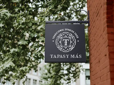 Tapas y Más Sing branding design engraved food illustration ilustration logo typography vector