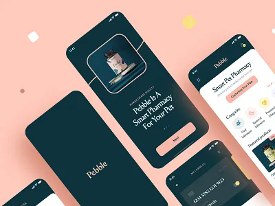 Pebble Mobile App Redesign Concept app branding design icon illustration landing page logo medicine mobileappdesign pebble pebblenaturals pet petapp petpharmacy pharmacyapp typography ui ux vector web