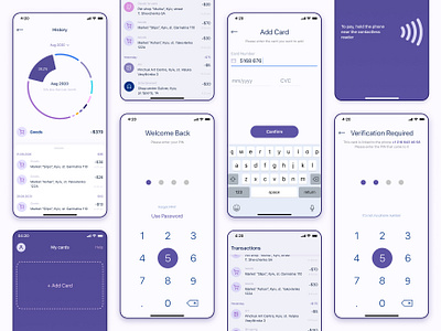 Screens Online banking - Mobile App concept app banking banking app cards concept design diagrams finance history minimal paypas ui uidesign uidesigner uiux ukraine ux uxdesign verification