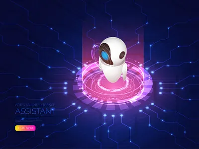 Artificial intelligence ai artificial intelligence circuit board computer digital hologram illustration iot isometric robot technology vector