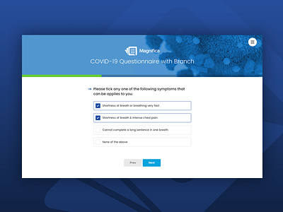 Magnifica - COVID-19 Corona Virus Questionnaire Form Wizard branch wizard branching coronavirus covid 19 form interview interviews questionary questionnaire site template smtp themeforest web design