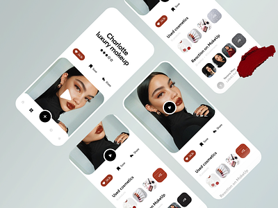 Makeup tutorials App for beauty bloggers artist beauty blackandwhite blogger clean content cosmetics influencer makeup makeup artist media menu mobile pinterest red tiktok ui ux video youtube