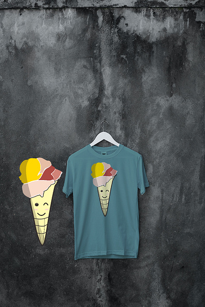 Funny ice cream (T-shirt design) branding design funny cartoon funny character funny tshirt t shirt t shirt design t shirt illustration