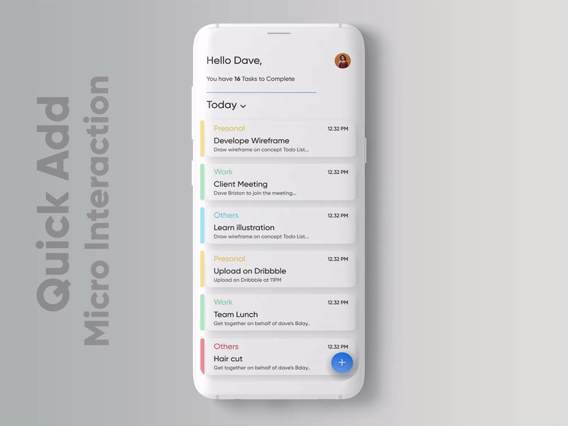 QuickAdd Interaction-light Modes animation dailyui lightmode micro interaction micro interactions motion design quick add task management todo todo list