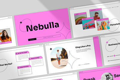 Nebulla Presentation branding clean keynote presentation layout design minimal moodboard pitch deck pop powerpoint presentation design presentation template