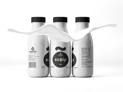 Sirrako Kefir black branding diary drink food foodie greece illustration kefir milk packagedesign sirrako white