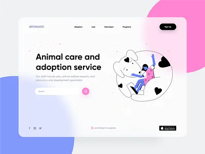 Animal Care Service animal care clean eccomerce ecommerce homepage illustration minimal pets service ui ux web design webdesign website