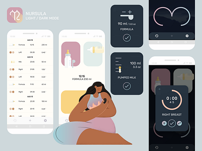 Baby Feeding Tracker App UI android app app design design flutter mobile mobile app mobile app design mobile design mobile ui parenting ui ui design