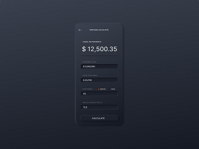 Daily UI 004 | Mortgage calculator concept 004 calculator concept dailyui figma neumorphism skeuomorphism ui uiux webdesign