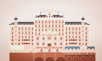 Grand Budapest Hotel color creative illustration