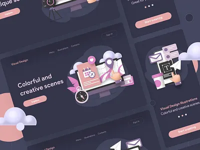 Visual Design Illustrations lll fake3d figma illustration illustrations library sketch ui ui8net vector