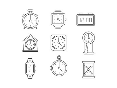 Icons sets. Flat style line icons. black flat icon illustration isolated line set style web white