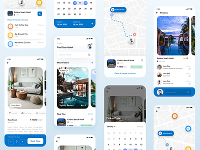 Hotel Booking app app blue design doom details homepage hotel hotel app hotel booking hotel booking app maps mobile rental ui ux visual design