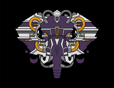 BIONIC ELEPHANT black colors design illustration vector