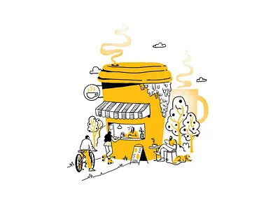 Cafe Week 2d branding branding illustration character design clean coffee coffee shop face flat flat art flat illustration graphic minimal minimal illustration vector vector art web illustration