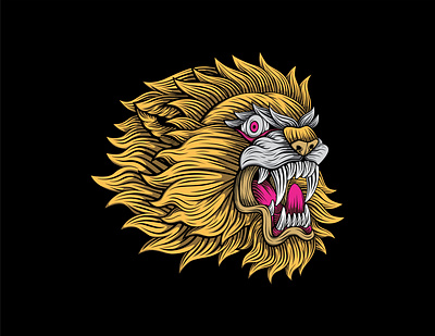 ANGRY LION black colors design illustration vector