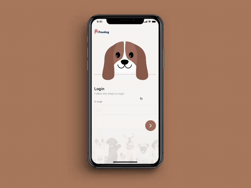 Dog app Login page Interaction adobexd animation app design interaction ios madewithadobexd ui