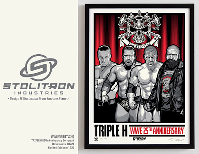 Triple H WWE 25th Anniversary Poster graphic design illustration limited edition poster serigraph wrestling