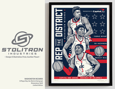 Wizards "Rep The District" Poster Giveaway graphic design illustration limited edition nba poster screenprint serigraph washington wizards