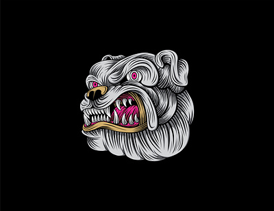 MAD BULLDOG black colors design flat illustration vector