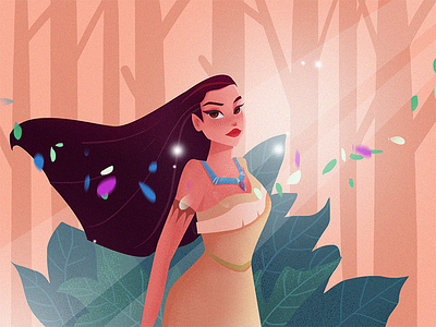 Winds of change art character color design disney princess fan art flat girl illustration pocahontas