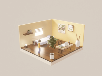 🚶‍♂️Re-Walk 3d 3d animation animated b3d blender isometric isometry room walk