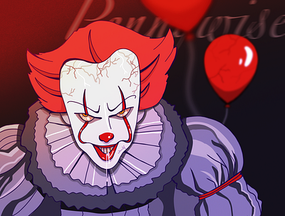 Pennywise dark design horror illustration movie personage procreate